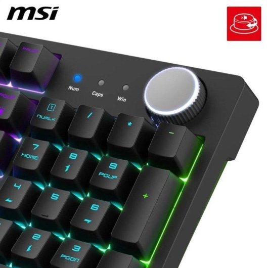 Clavier MSI Forge GK320 mécanique Red RGB Hot-swap Dial volume QWERTY