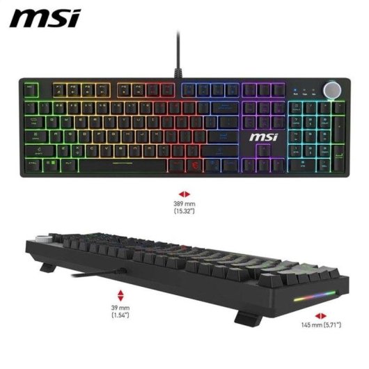 Clavier MSI Forge GK320 mécanique Red RGB Hot-swap Dial volume QWERTY