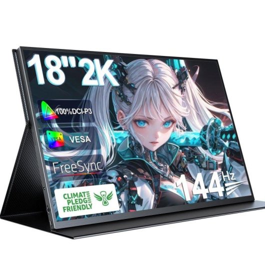 Monitor PC Uperfect 18" QHD 2K 144Hz QLED 133% sRGB 100% DCI-P3 FreeSync VESA Type-C Mini HDMI