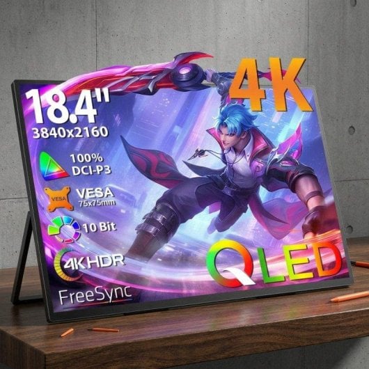 Monitor PC Uperfect 18.4" UltraHD 4K 60Hz QLED 10bit 100% DCI-P3 HDR FreeSync USB-C HDMI VESA