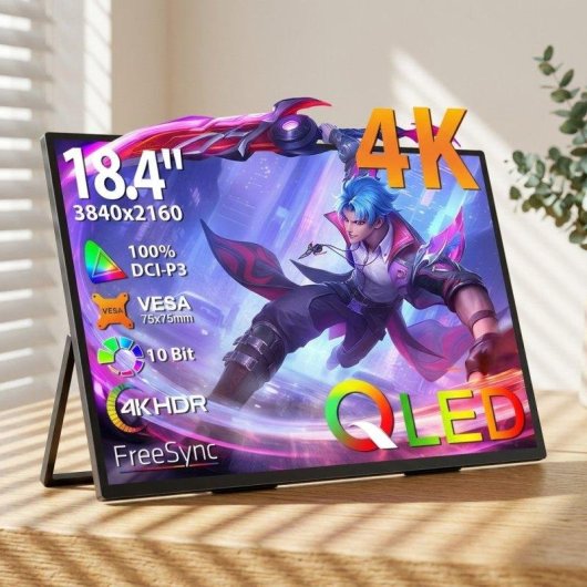 Monitor PC Uperfect 18.4" UltraHD 4K 60Hz QLED 10bit 100% DCI-P3 HDR FreeSync USB-C HDMI VESA