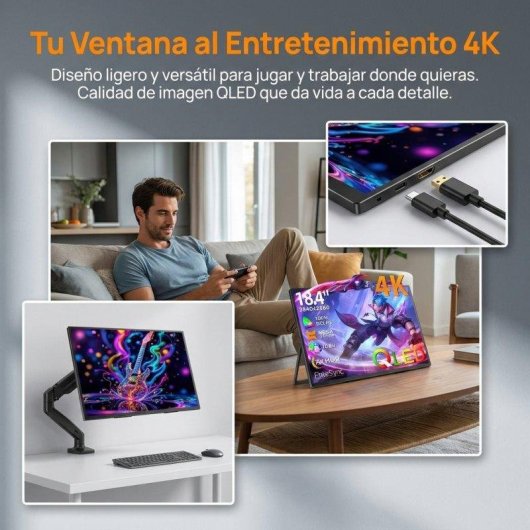 Monitor PC Uperfect 18.4" UltraHD 4K 60Hz QLED 10bit 100% DCI-P3 HDR FreeSync USB-C HDMI VESA
