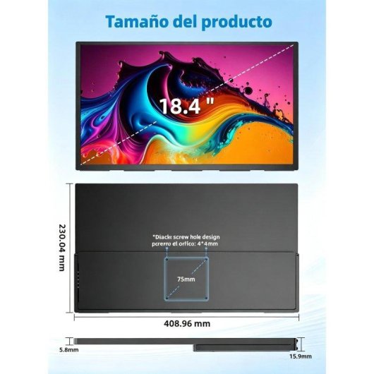Monitor PC Uperfect 18.4" UltraHD 4K 60Hz QLED 10bit 100% DCI-P3 HDR FreeSync USB-C HDMI VESA
