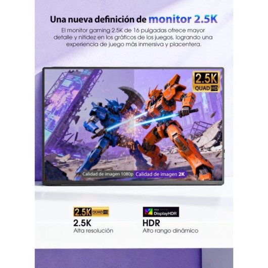 Monitor Uperfect 16" 2.5K QHD 144Hz IPS Quantum Dot Antirreflejo FreeSync VESA Altavoces 4ms