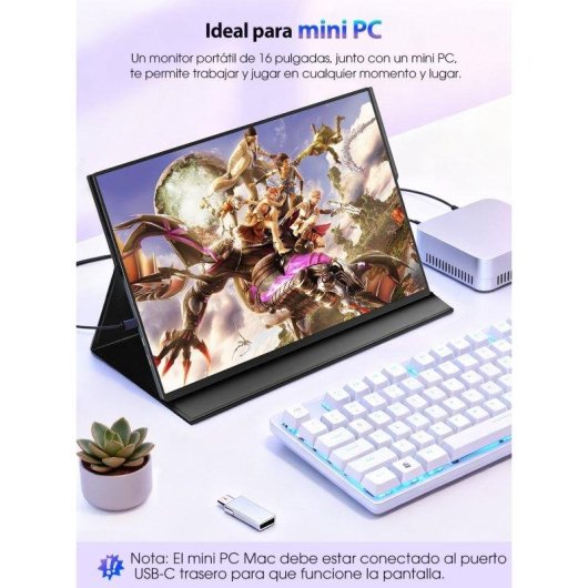 Monitor Uperfect 16" 2.5K QHD 144Hz IPS Quantum Dot Antirreflejo FreeSync VESA Altavoces 4ms