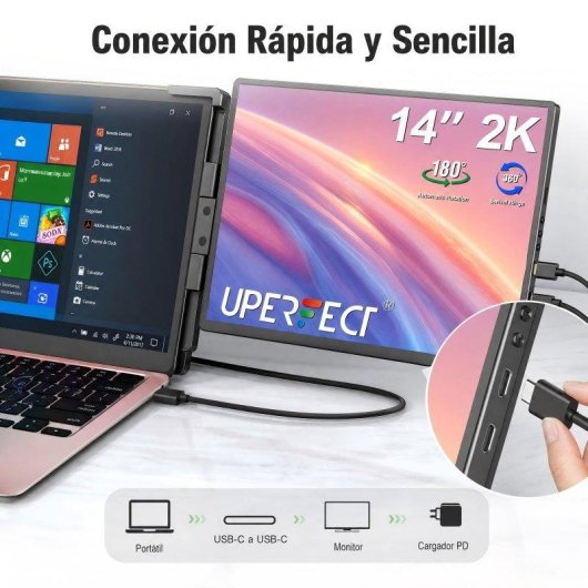 Monitor Uperfect 14" 2K QHD 60Hz IPS Doppelbildschirm Faltbar USB-C Mini HDMI