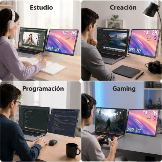 Monitor Uperfect 14" 2K QHD 60Hz IPS Doppelbildschirm Faltbar USB-C Mini HDMI