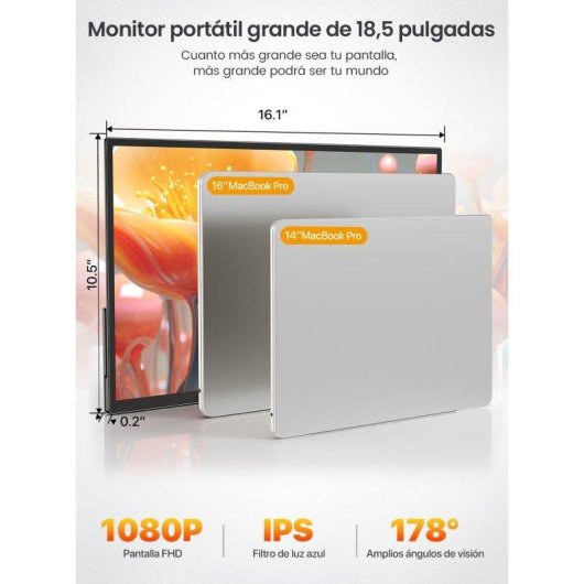 Monitor Uperfect 18,5" FullHD 120Hz IPS Táctil 10 puntos HDR USB-C VESA