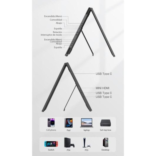 Monitor Uperfect 15,6" FullHD 60Hz IPS Touch 100% sRGB USB-C Aluminium Faltbar 360°