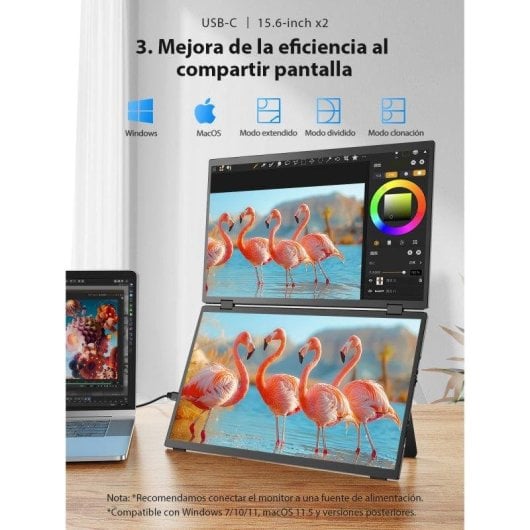 Monitor Uperfect 15,6" FullHD 60Hz IPS Touch 100% sRGB USB-C Aluminium Faltbar 360°
