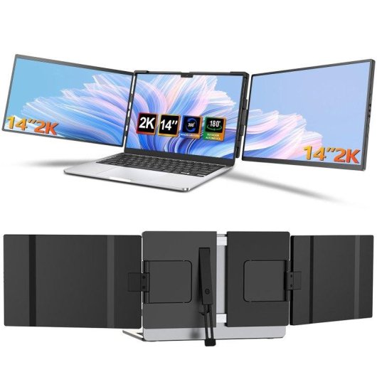 Monitor Uperfect Dual 14" QHD+ 60Hz IPS Duplo Rotativo Portátil USB-C HDMI