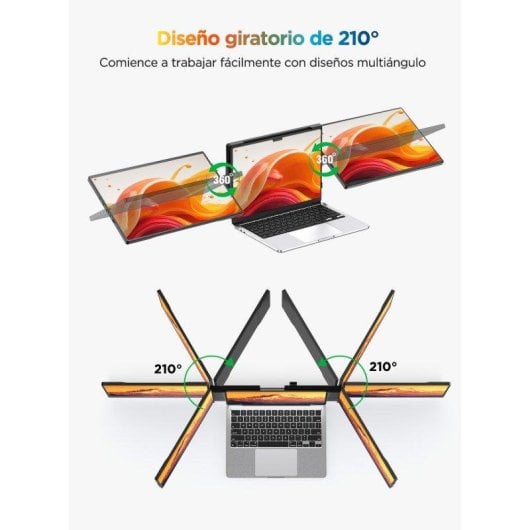Monitor Uperfect Dual 14" QHD+ 60Hz IPS Duplo Rotativo Portátil USB-C HDMI