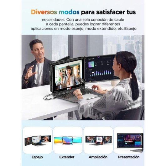 Monitor Uperfect Dual 14" QHD+ 60Hz IPS Duplo Rotativo Portátil USB-C HDMI