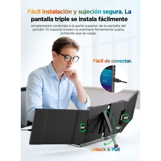 Monitor Uperfect Dual 14" QHD+ 60Hz IPS Duplo Rotativo Portátil USB-C HDMI