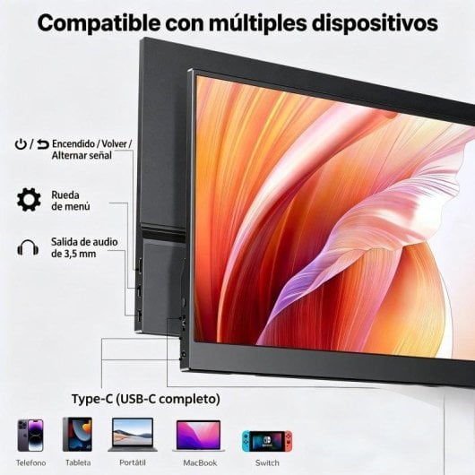 Monitor Uperfect 15.6" FullHD 60Hz IPS Touch USB-C Aluminium Schwarz