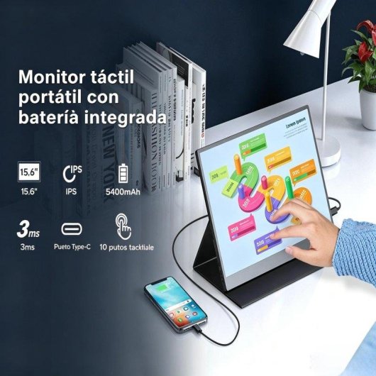 Monitor Uperfect 15.6" FullHD IPS Touch 10-Punkt USB-C HDMI VESA Akku