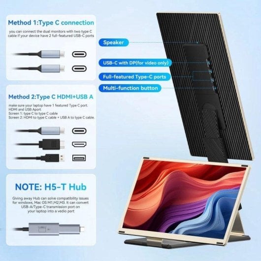 Écran PC Siaviala S6 15,6" Full HD 60Hz Portable Triple Écran USB-C HDMI