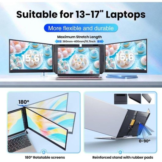 Monitor Siaviala P7 15,6" FullHD IPS Triplo Portátil Ultraligeiro