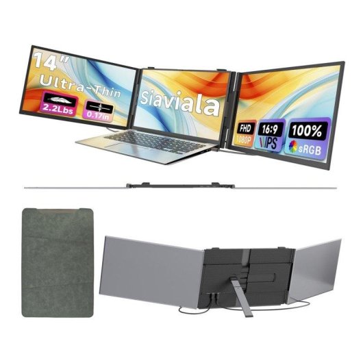 Monitor Siaviala S8 Pro 14" FullHD IPS Ultrafino 60Hz USB-C Altifalantes
