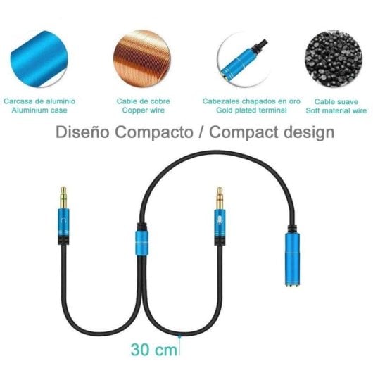 Splitter Dam Electronics Minijack Weiblich zu Doppel Männlich Mikrofon und Lautsprecher