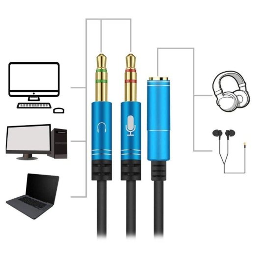 Splitter Dam Electronics Minijack Weiblich zu Doppel Männlich Mikrofon und Lautsprecher