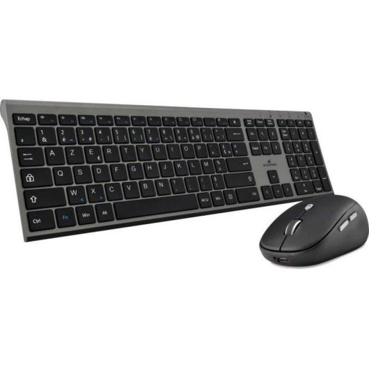 Teclado Bluestork inalámbrico recargable con ratón ergonómico AZERTY francés