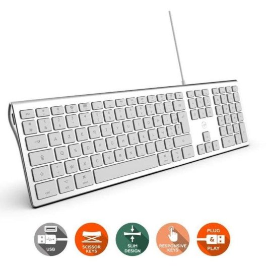 Clavier Mobility Lab ML304304 Mac AZERTY ultra fin avec hub USB 2 ports