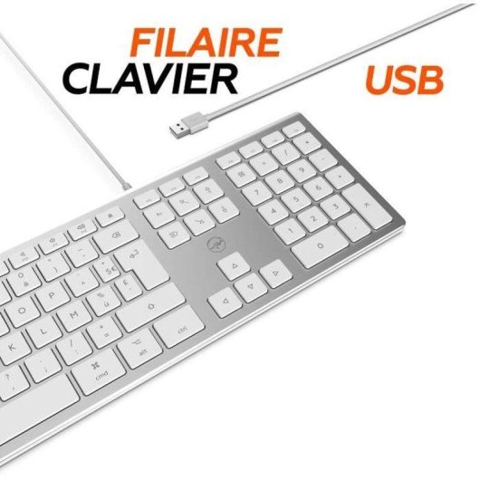 Clavier Mobility Lab ML304304 Mac AZERTY ultra fin avec hub USB 2 ports