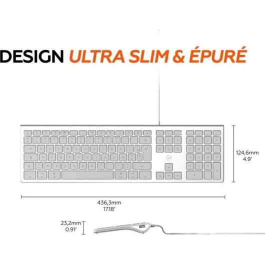 Clavier Mobility Lab ML304304 Mac AZERTY ultra fin avec hub USB 2 ports