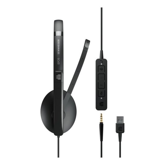 Auriculares Epos ADAPT 135T USB con cable USB Type-A para oficina y call center, cancelación de ruido, negros