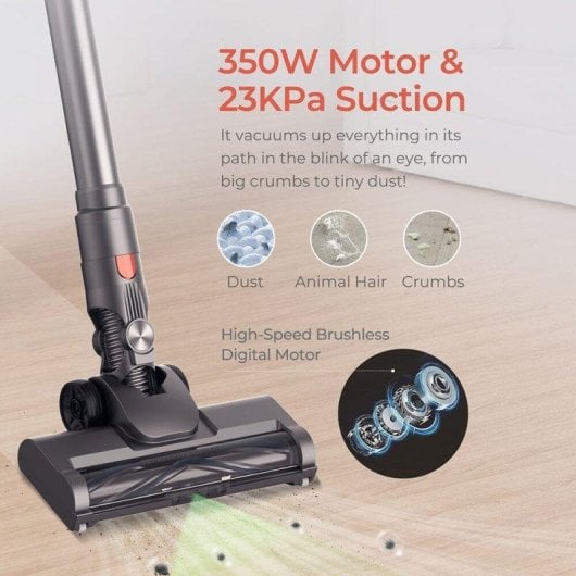 Aspirateur sans Fil JIGOO C200 350W 23KPa 40 min Tube Télescopique LED Gris