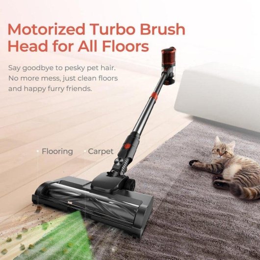 Aspirateur sans Fil JIGOO C200 350W 23KPa 40 min Tube Télescopique LED Gris