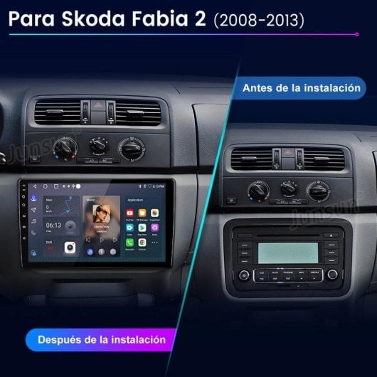 Autoradio 10 pollici JUNSUN Skoda Fabia Android 15 CarPlay GPS 2+64Go
