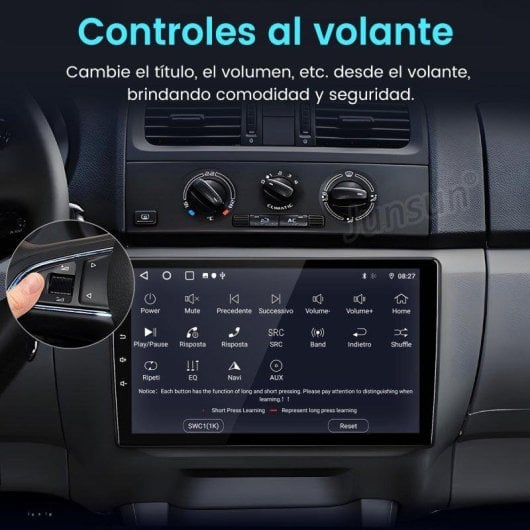 Autoradio 10 pollici JUNSUN Skoda Fabia Android 15 CarPlay GPS 2+64Go
