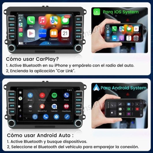 Autoradio JUNSUN 7" IPS Linux CarPlay Android Auto Inalámbrico VW