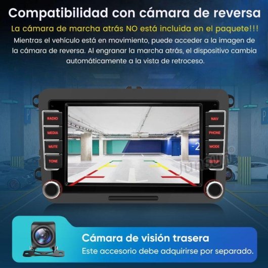 Autoradio JUNSUN 7" IPS Linux CarPlay Android Auto Inalámbrico VW