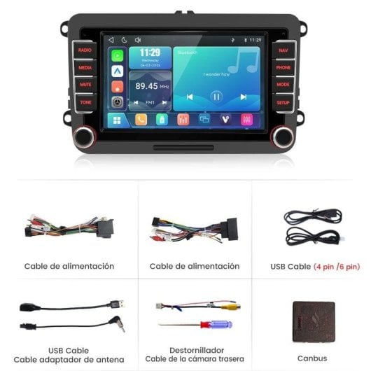 Autoradio JUNSUN 7" IPS Linux CarPlay Android Auto Inalámbrico VW