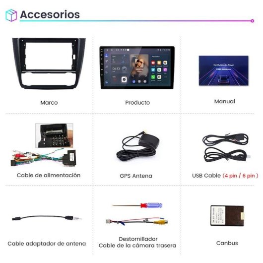 Autoradio JUNSUN BMW Serie 1 Android 15 2GB 64GB CarPlay GPS 9"