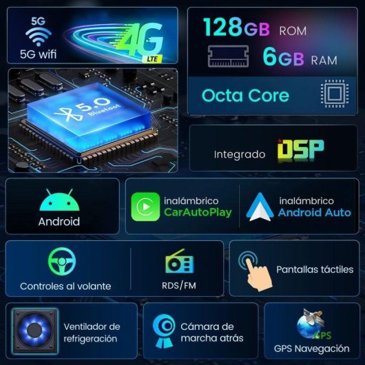 Autoradio JUNSUN Android 15 CarPlay Android Auto 4G GPS 10" Toyota Aygo/Citroen C1/Peugeot 107 2005-2014