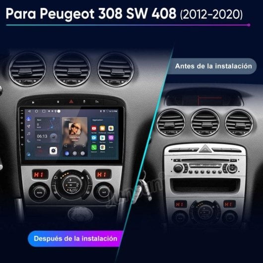 Autoradio JUNSUN Peugeot 308 SW/408 Android 15 CarPlay 9 pouces