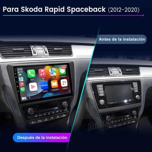 Autoradio Junsun 9" Android 15 CarPlay GPS Skoda Rapid Spaceback