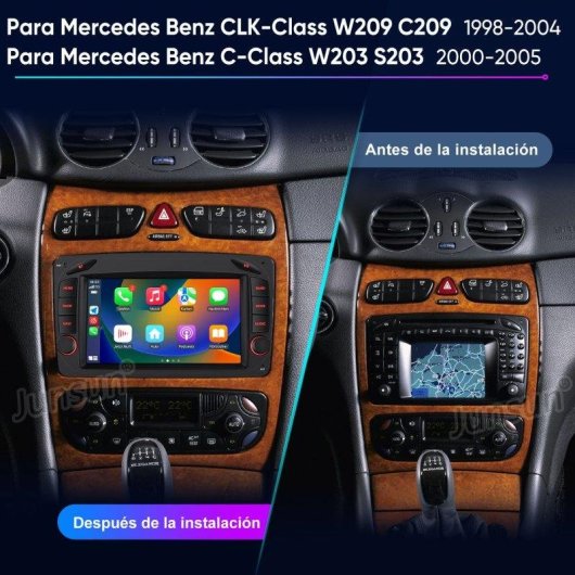 Autorádio JUNSUN 7'' Android 15 CarPlay GPS WiFi Mercedes CLK W209