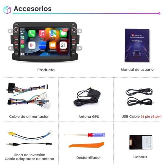 Autoradio Junsun 7'' 2+64Go CarPlay Android Auto GPS