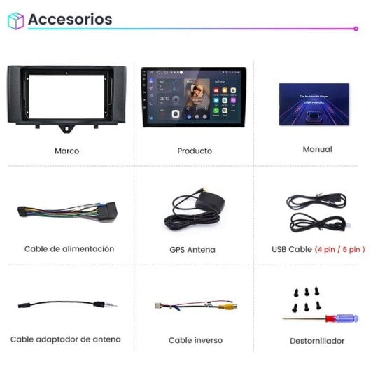 Autoradio JUNSUN Android 15 9" 2+64GB CarPlay Android Auto Smart Fortwo