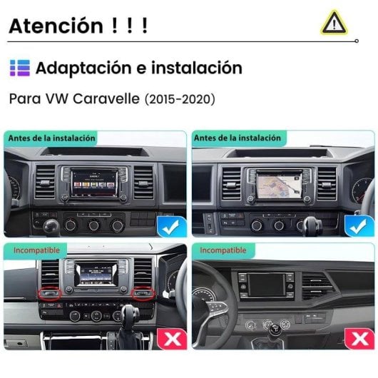 Autorradio Android 15 JUNSUN 9" 2GB 64GB CarPlay GPS WiFi para VW Caravelle (2015-2020)