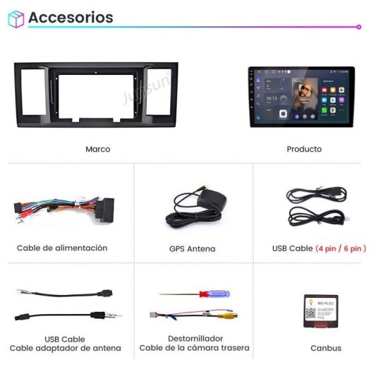 Autorradio Android 15 JUNSUN 9" 2GB 64GB CarPlay GPS WiFi para VW Caravelle (2015-2020)