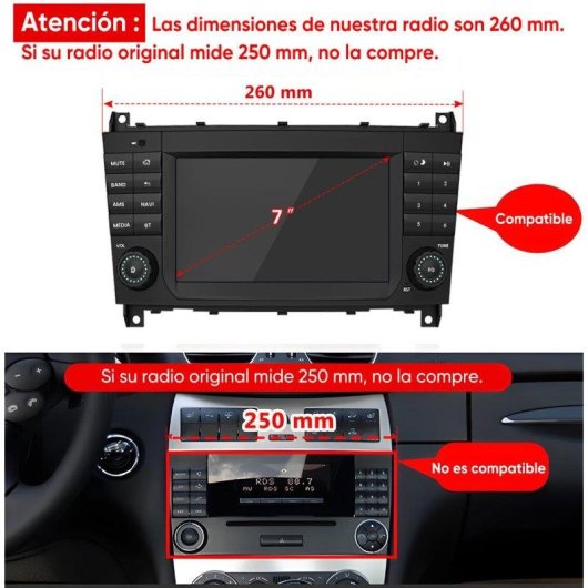 Autoradio Android JUNSUN 9" IPS 2+64GB CarPlay GPS Mercedes C/CLK W203/C209