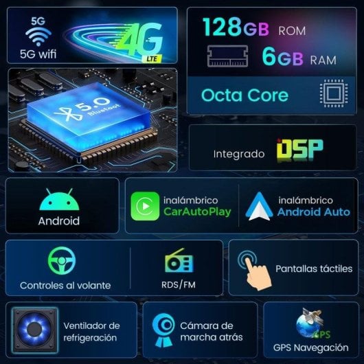 Autoradio Junsun 9 pollici 6+128Go 8-core CarPlay Android Auto