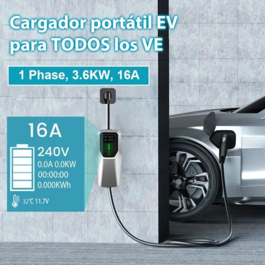 Chargeur EV portable JUNSUN Type 2 3,5 kW 16A