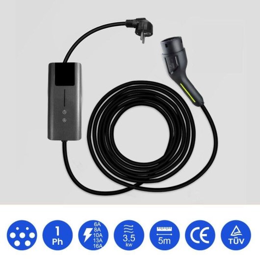 Chargeur EV Portable JUNSUN Type 2 3,5 kW Cable 5m